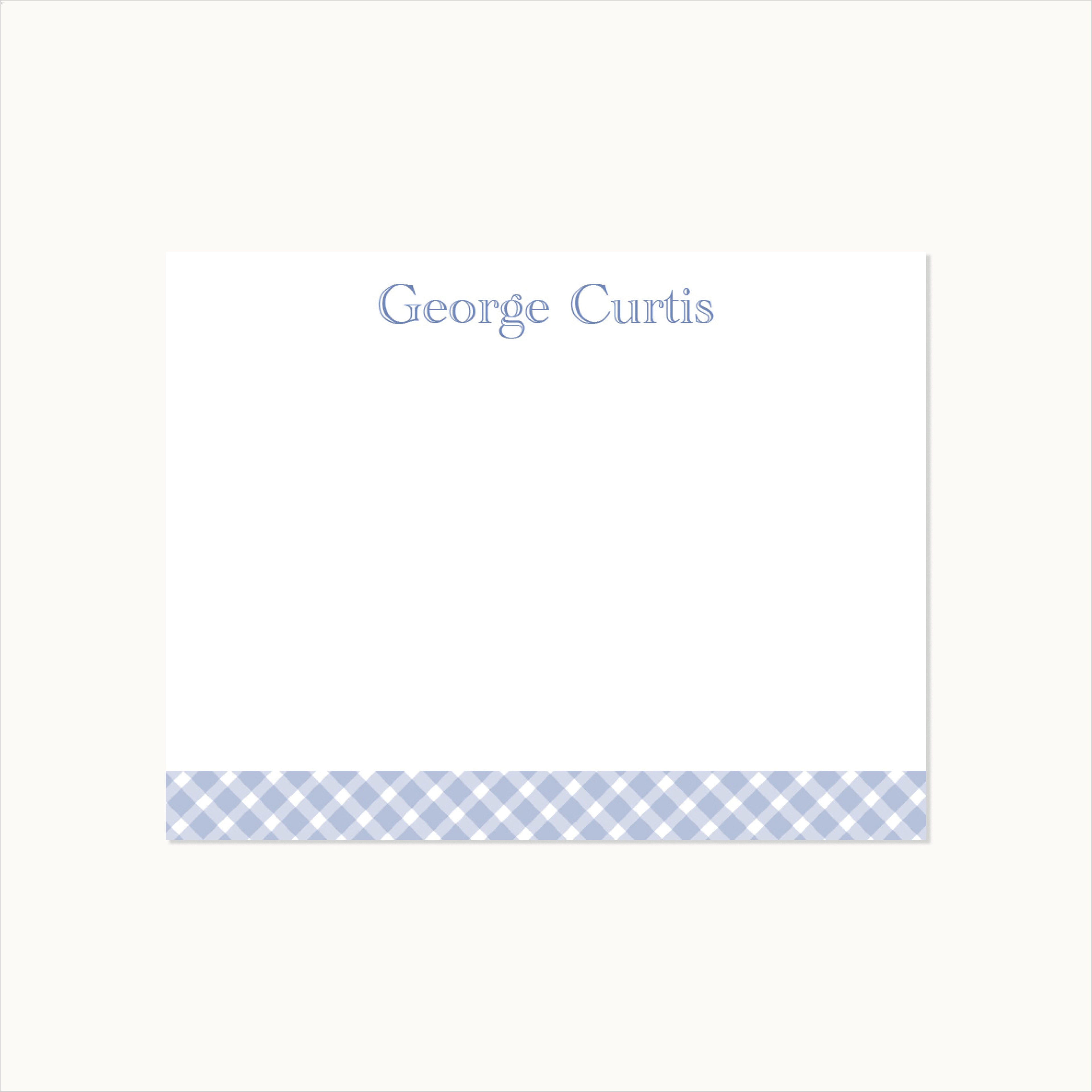 Boys Blue Gingham Stationery