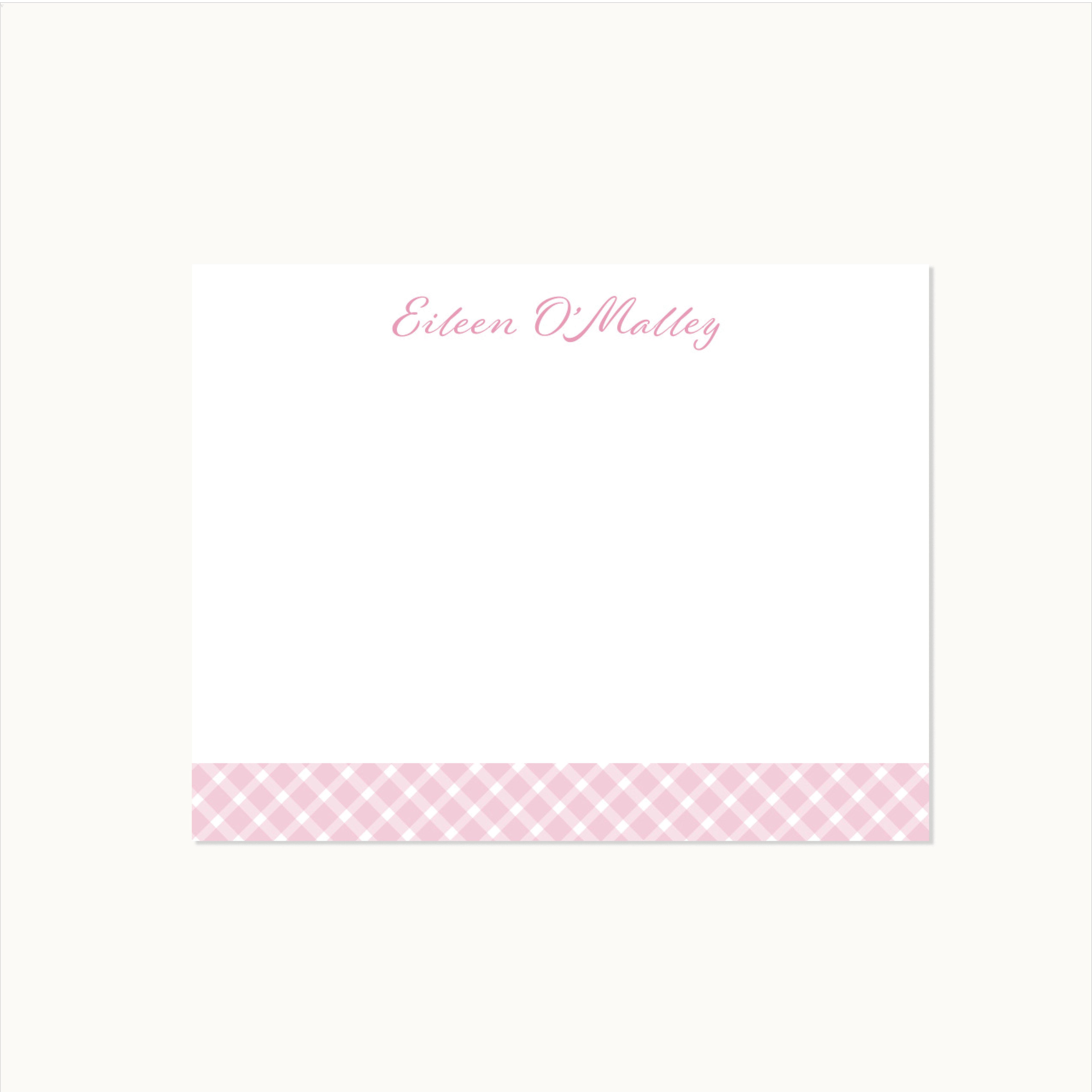 Girls Pink Gingham Stationery